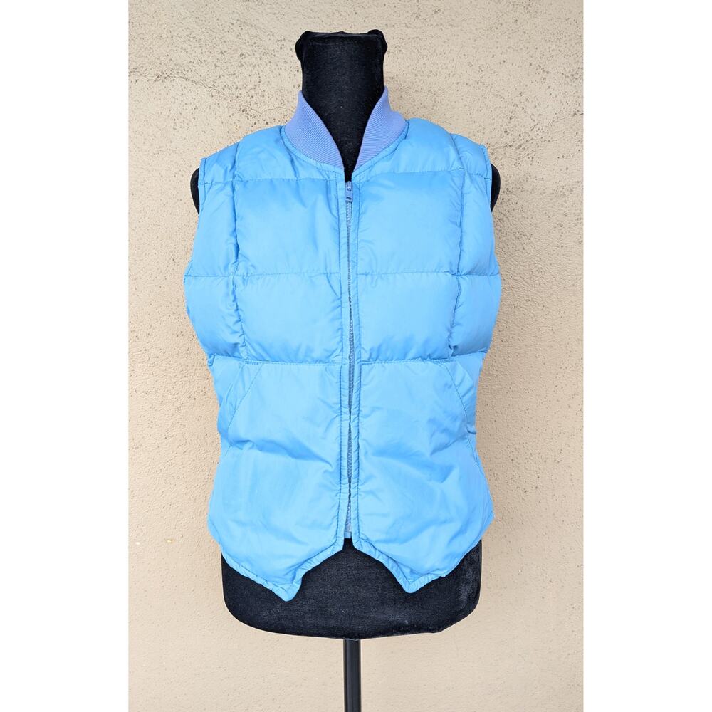 💜Vintage Eddie Bauer Sky Blue Down Puffer Vest Quilted Toronto Sz 12